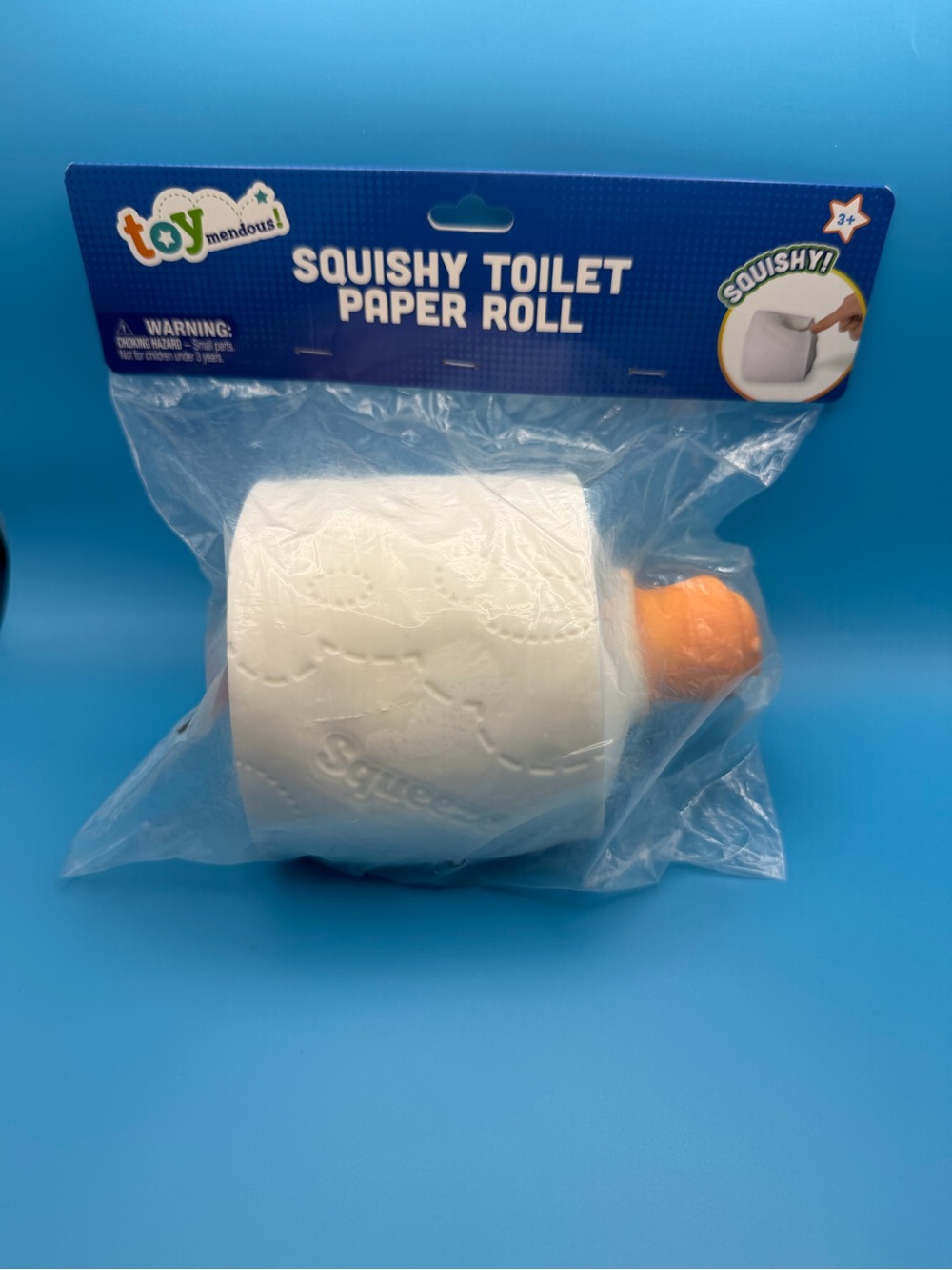 Squishy Toilet Paper Roll - White with Orange Core
